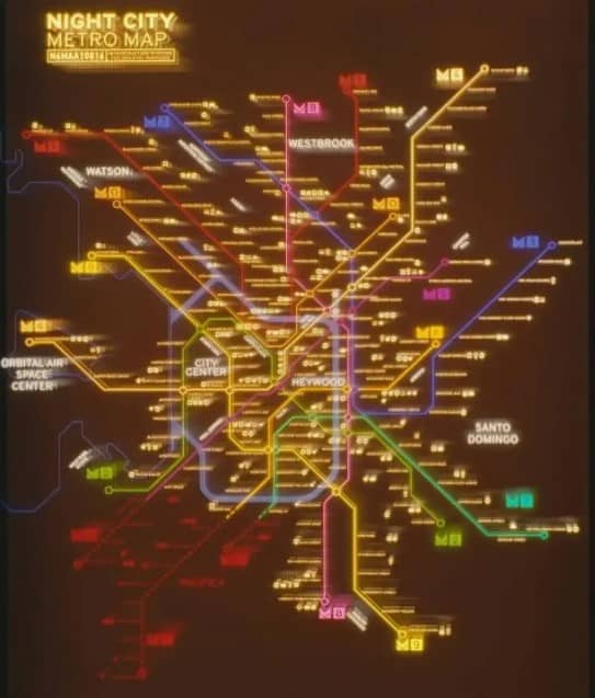 Night City Metro Map