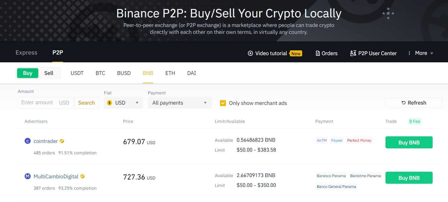 binance coin buy and sell