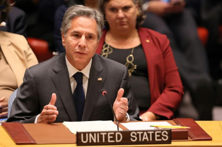 US Secretary of State Antony Blinken speaks during a United Nations Security Council