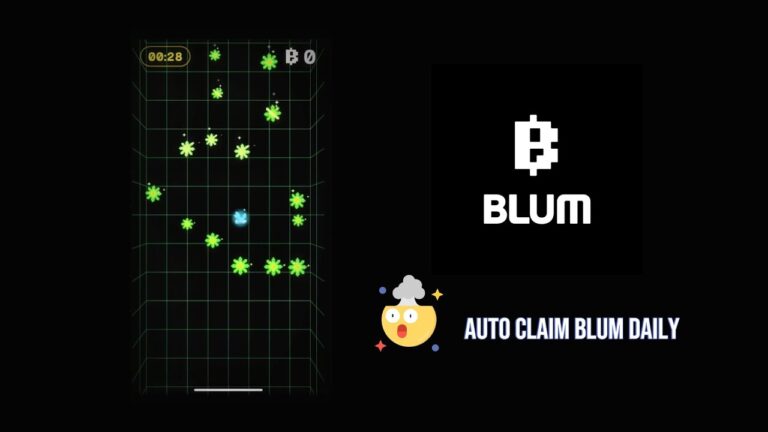 A vibrant mobile phone screen showing Blum's daily video tasks and crypto trading, highlighting the hybrid exchange and user engagement features