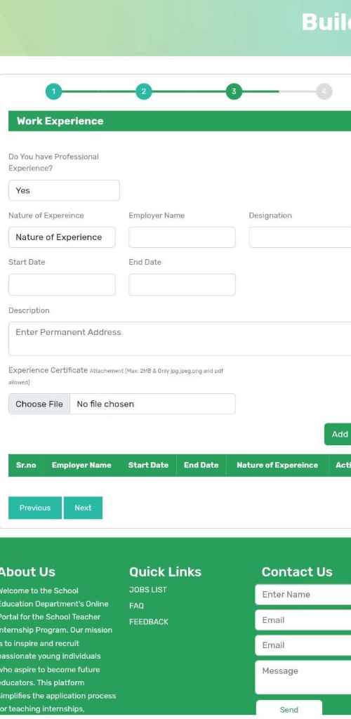 STI-Portal- Experience form