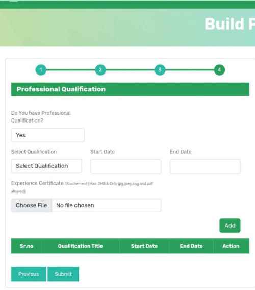 STI-Portal- Proffessional Qualification form